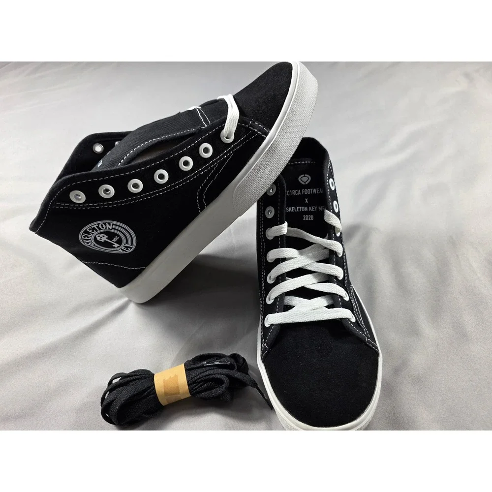 C1RCA Gravel Skeleton Key High Top Sneakers Mens 6 Black White Skate Shoes NEW